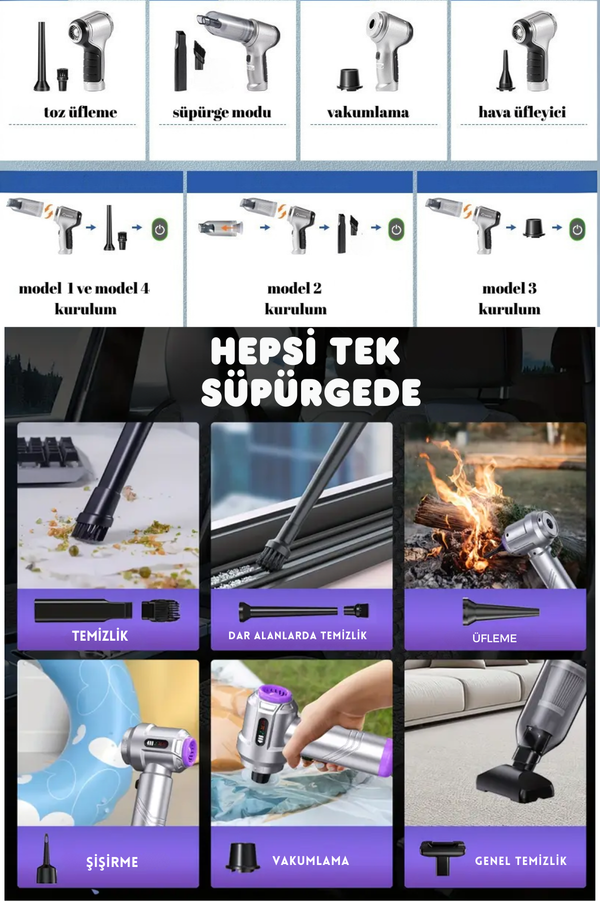 ifexia Yeni Nesil Dijital Göstergeli Mini Araç Süpürgesi